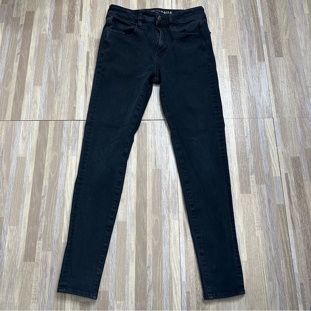 American Eagle Women's Black Hi-Rise Skinny Jeans, Size 4